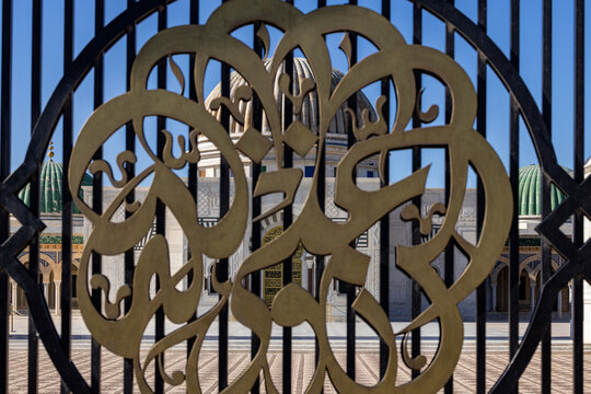 Monastir, Tunisia  The Mausoleum of Habib Bourguiba in the center of town, and the ornate gate.