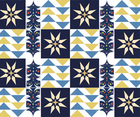 Fototapeta premium Seamless Leaf and Flower Texture with Retro Color Palette for Trendy Vector Art and Wallpaper Decor