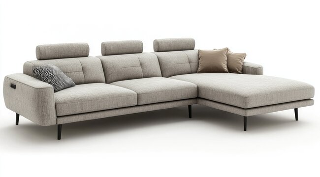 Light beige sectional sofa with dark accents