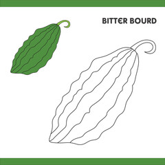 Bitter Bourd Copy Colour worksheet for kids