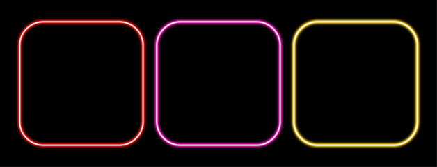 Neon frames with colorful glowing borders