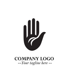 Minimalist Black Hand Logo Symbol on White Background in Clean Modern Silhouette Style