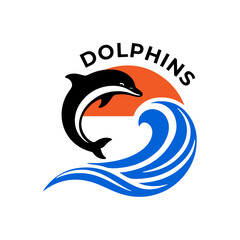 marine dolphin illustration logo design
