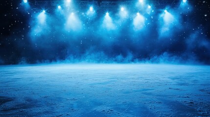 Winter Stage Snowy Night Scene.