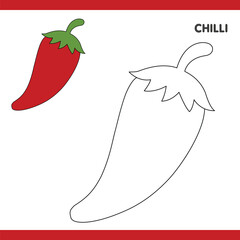 Chilli Copy Colour worksheet for kids
