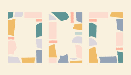 Pastel Geometric Abstract Collage Frames on Cream Background