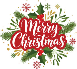 generate Merry christmas lettering calligraphy vector art with white background