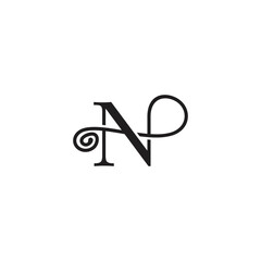 letter np simple loop spiral thread wire logo vector