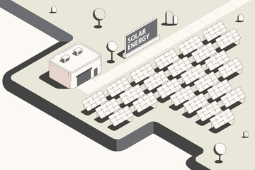 Solar Energy green energy in Isometric graphic