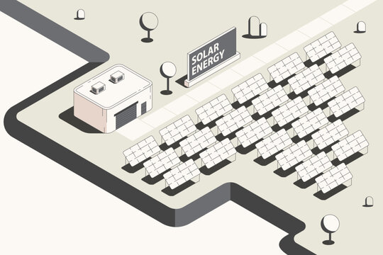 Solar Energy green energy in Isometric graphic