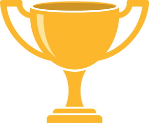 Gold trophy cup with handles on a white background.