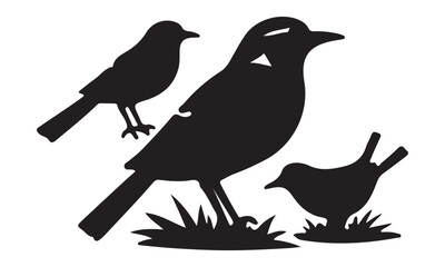 Obraz premium Collection of Black Bird Silhouettes in Various Poses