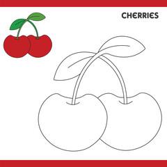 Cherries Copy Colour worksheet for kids