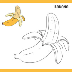 Banana Copy Colour worksheet for kids