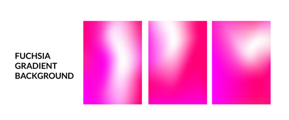 Fototapeta premium Fuchsia gradient backgrounds. Magenta, red vibrant gradation with splashes vertical template set. Vector pink violet backdrop with light splash. Fashion wallpaper desig