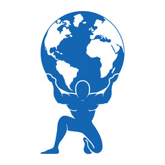 man holding a globe to represent global success and connection