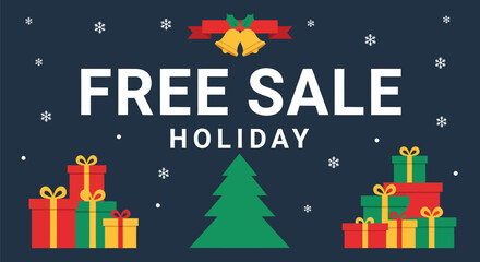 Holiday Sale with Christmas Gifts and Tree.