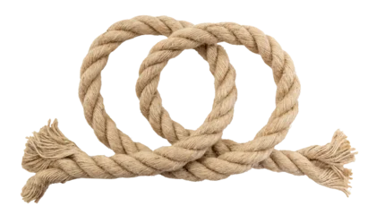 Fotobehang Schip Jute. Twisted linen rope on a white background. Rope  © Gudman