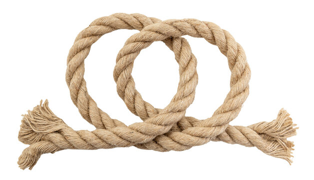 Jute. Twisted linen rope on a white background. Rope