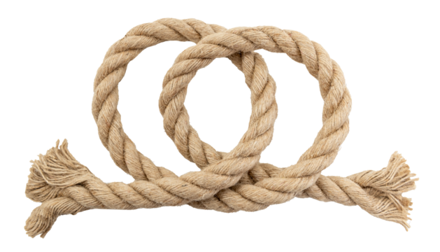 Jute. Twisted linen rope on a white background. Rope