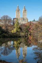 A view of reflection of a building 