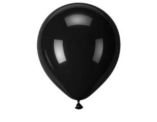 Top-Down Slight Tilt Black Balloon 3D Render with Matte Reflection, Transparent PNG
