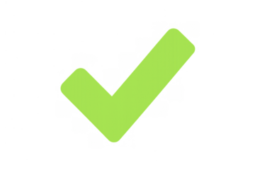 Green check mark icon indicating approval, success, completion, and correct selection. Transparent background for versatile use
