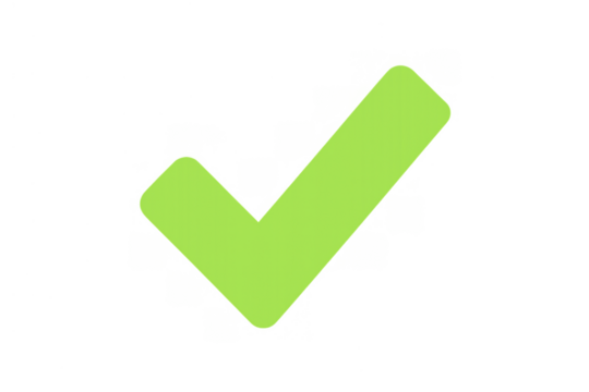 Green check mark icon indicating approval, success, completion, and correct selection. Transparent background for versatile use - Powered by Adobe