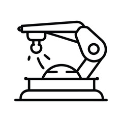 Illustration of an industrial robot arm performing a task, it symbolizes automation, precision, and technological advancement in manufacturing
