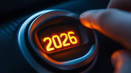 Start the future now with 2026 on glowing dashboard button ready to go