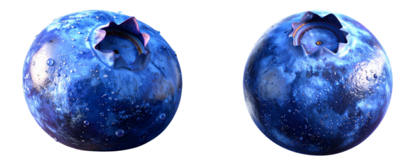 Fresh Blueberry with Natural Bloom Texture, Realistic Single Fruit