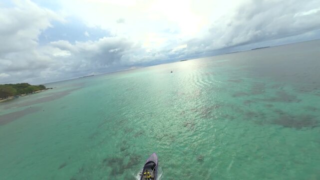Dynamic FPV Drone Shot Soaring Over Pristine Tropical Beaches and Island Scenery of Karimunjawa