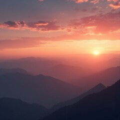 Majestic mountain sunset view, a serene natural beauty concept