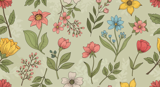 Peonies pattern, aop all over print with flowers, floral Peony, pink, peach, green, watercolor, ink