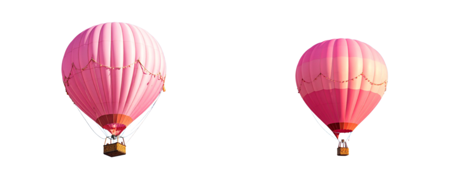 Whimsical Pink Hot Air Balloon with Curved Stripes and Garland Decorations