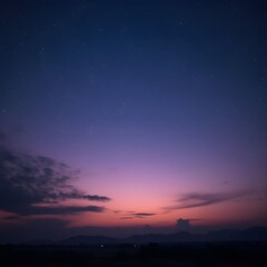 A serene twilight sky with stars and clouds