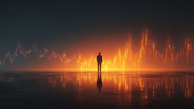 Financial Vision Man Analyzing Glowing Digital Market Data