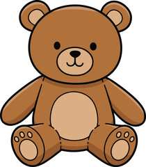 Teddy bear cartoon illustration, cute toy vector artwork, childhood comfort clipart, plush animal drawing, kids character design, cad style graphic
