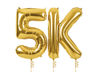 Celebrate your milestone success with shiny gold 5K balloons, perfect for social media wins and business achievements!