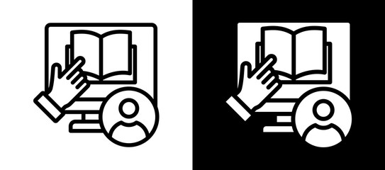 E Learning whiteblack icon