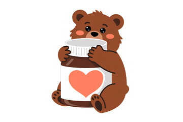 Adorable teddy bear huggable jar of chocolate hazelnut spread with heart