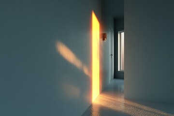 Sunlight forms a sharp vertical line with gradient edges on a clean white wall, producing a calm minimal layout perfect for presentations, dashboards, analytics visuals, and modern marketing templates