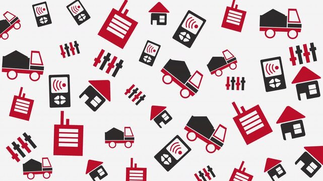 Logistics and Delivery Icons Pattern, Digital Illustration, Business Concept, Flat Design, Overhead View, Organized Visual Background
