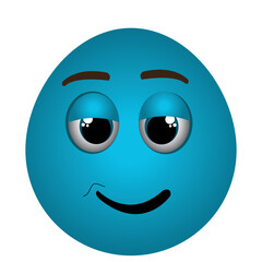 Blue Smiley Face With Eyes Half Closed And Slight Smile On Transparent Background Vector Art