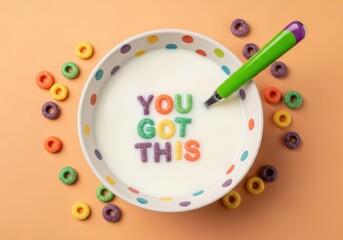 Colorful Cereal Letters Forming You Got This Message in Creative Breakfast Concept