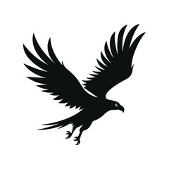 Black eagle silhouette in flight showing powerful wings for bold nature themed design Vector illustration
