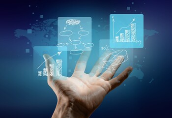 Businessman touch candle chart of financial growth