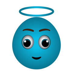 A Blue Cartoon Sphere With A Halo And A Happy Expression Against A Transparent Background