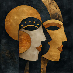 Obraz premium Geometryczna kompozycja dwóch profili 