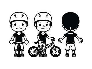 Cyclist Boy Character Sheet (Turnaround)